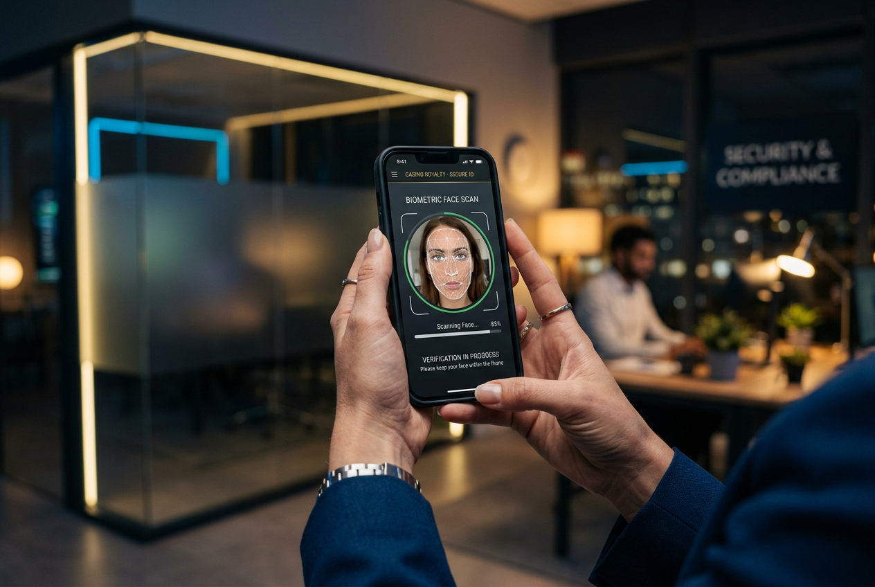 A user performing identity verification on a smartphone.